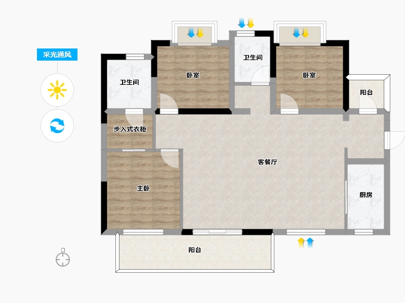 四川省-成都市-置信丽都府-99.85-户型库-采光通风