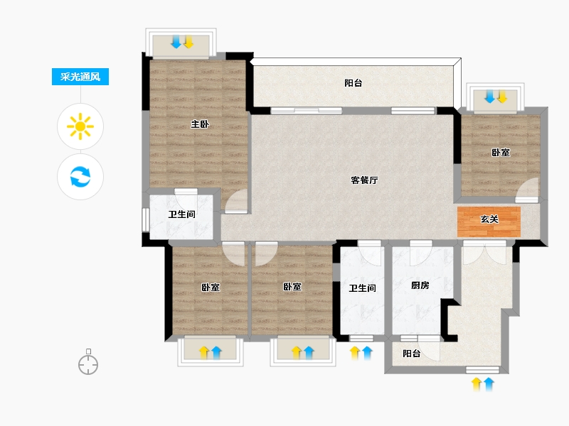 四川省-成都市-置信丽都府-112.16-户型库-采光通风