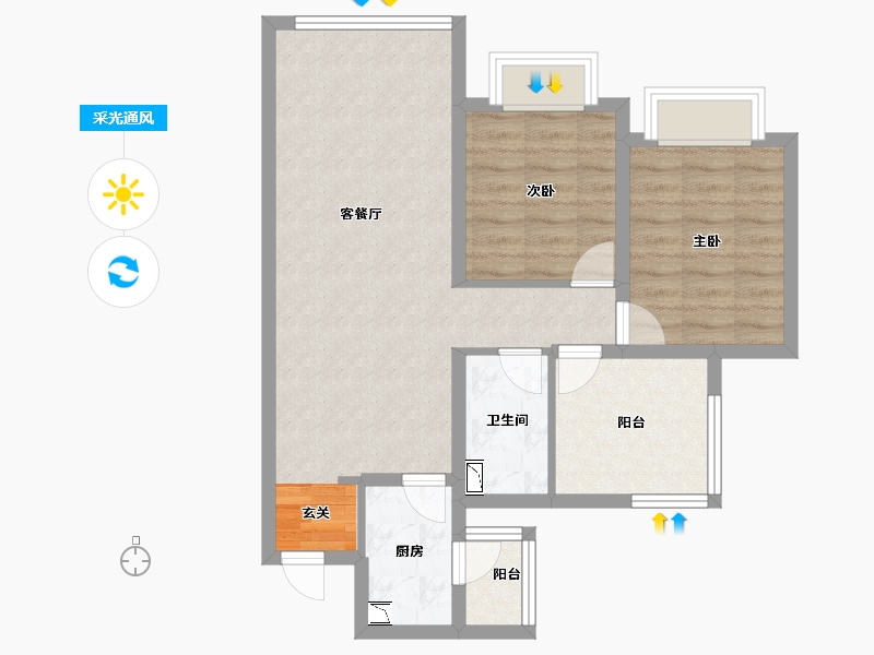 四川省-成都市-城投中南智在云辰-68.58-户型库-采光通风