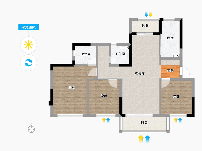 四川省-成都市-东原花样年印未来-82.92-户型库-采光通风