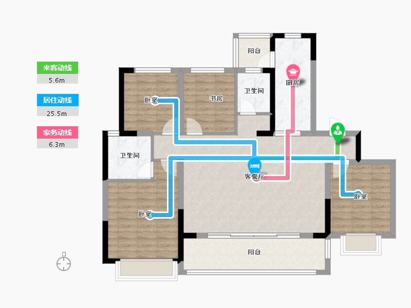 四川省-成都市-新力东园-108.77-户型库-动静线