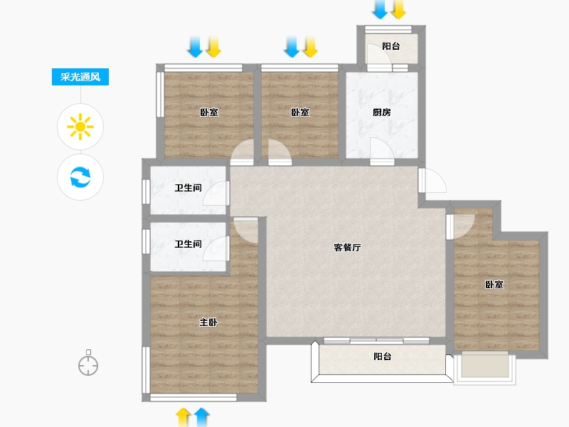 四川省-成都市-德信金成观澜大院-94.27-户型库-采光通风