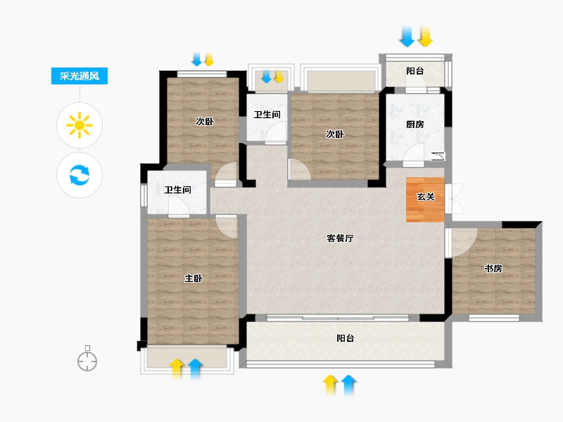 四川省-成都市-万景蓉元-110.06-户型库-采光通风