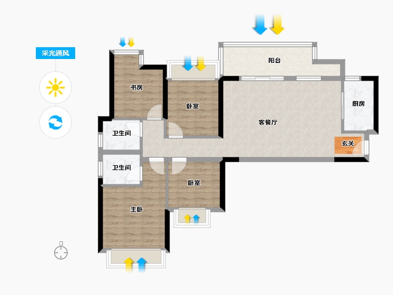 四川省-成都市-置信丽都府-91.52-户型库-采光通风