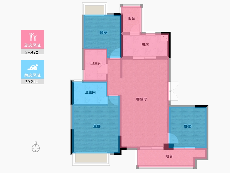 四川省-成都市-东原中业印江洲-83.18-户型库-动静分区