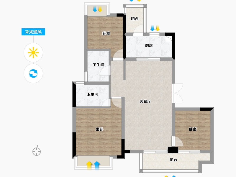 四川省-成都市-东原中业印江洲-83.18-户型库-采光通风