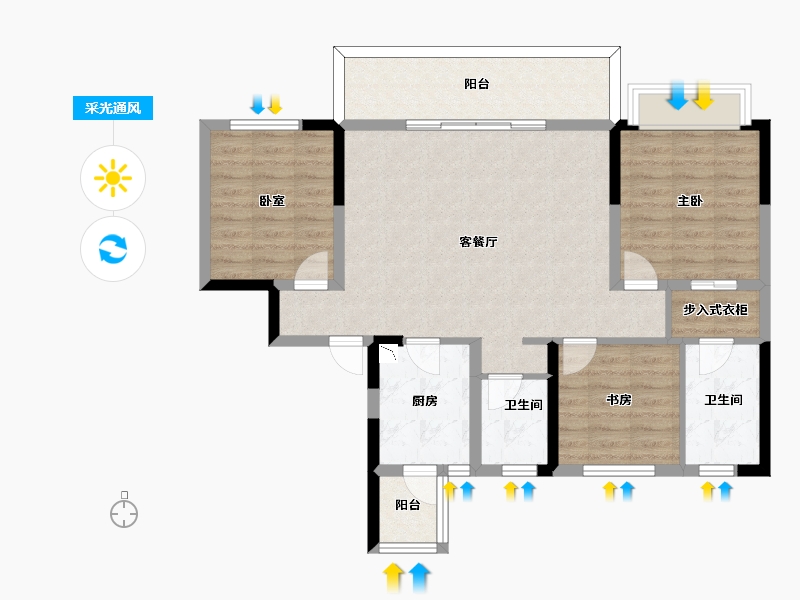 四川省-成都市-新力东园-92.21-户型库-采光通风