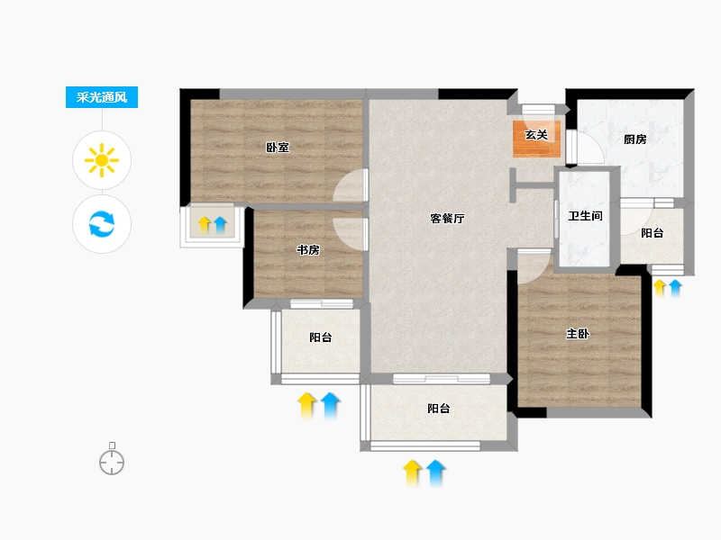 四川省-成都市-置信丽都府-70.51-户型库-采光通风