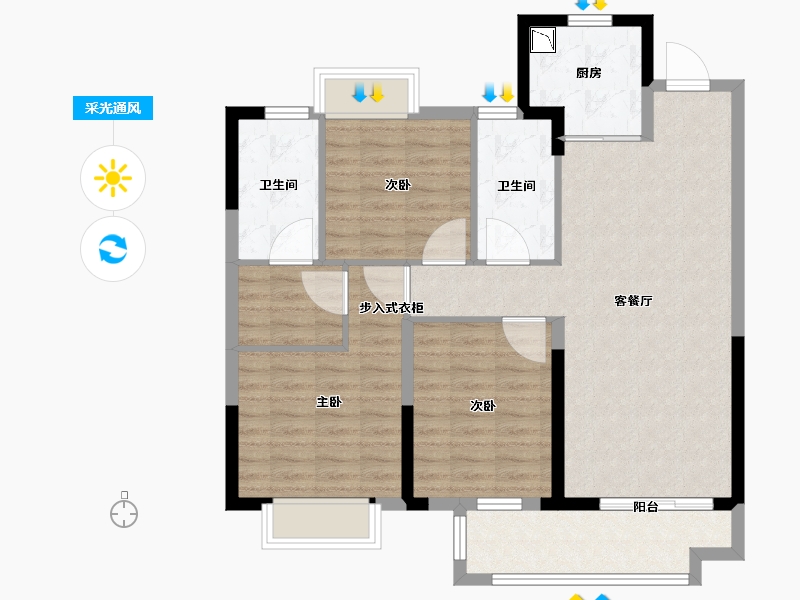 福建省-莆田市-融创时代涵城-95.01-户型库-采光通风