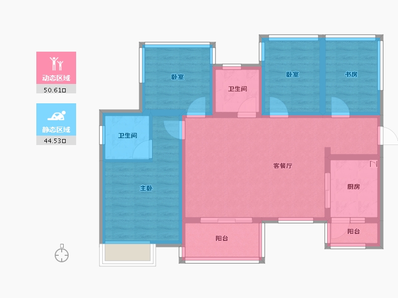 四川省-成都市-德信金成观澜大院-83.63-户型库-动静分区