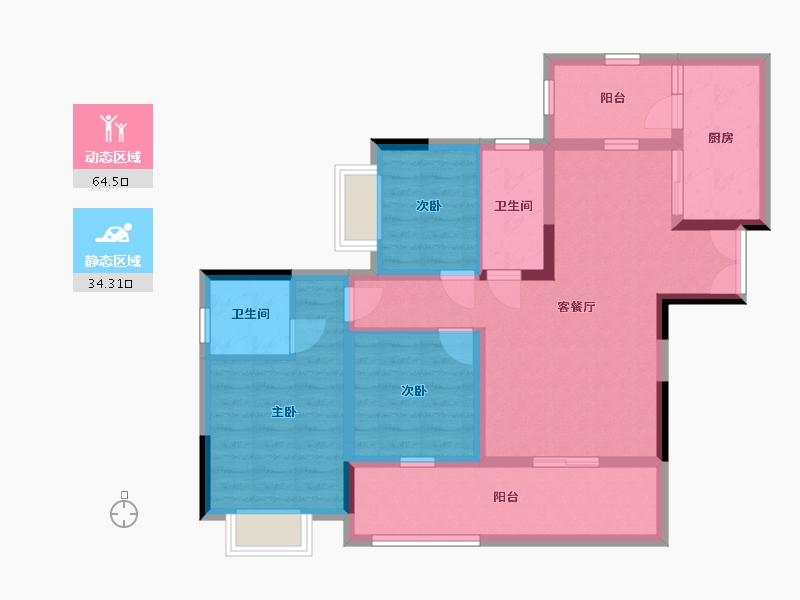 四川省-宜宾市-海成·高铁生态城（西区A组团）-86.96-户型库-动静分区