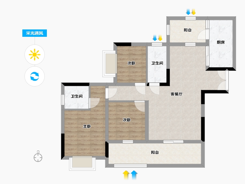 四川省-宜宾市-海成·高铁生态城（西区A组团）-86.96-户型库-采光通风