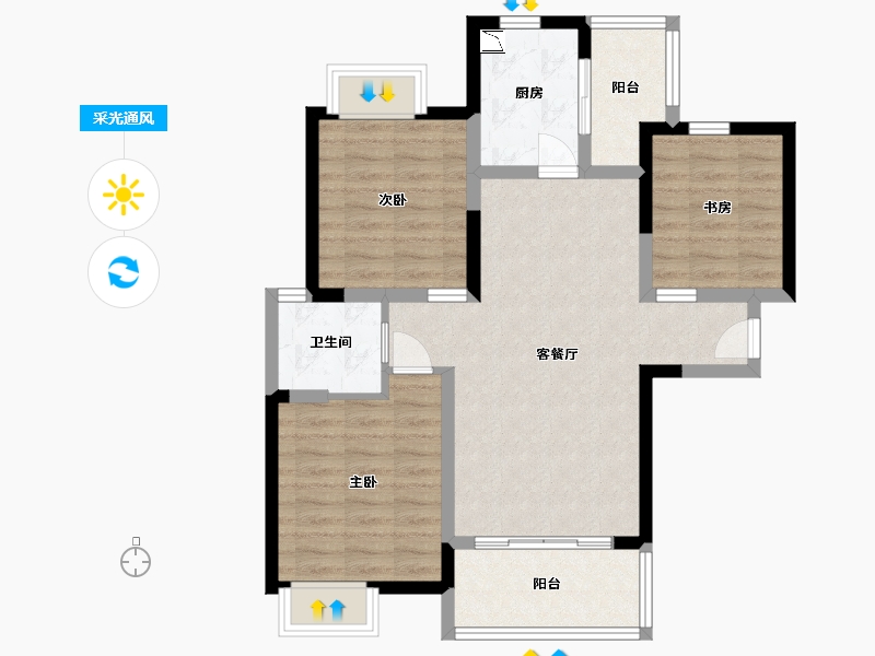 四川省-成都市-人居樾江峰荟-79.51-户型库-采光通风