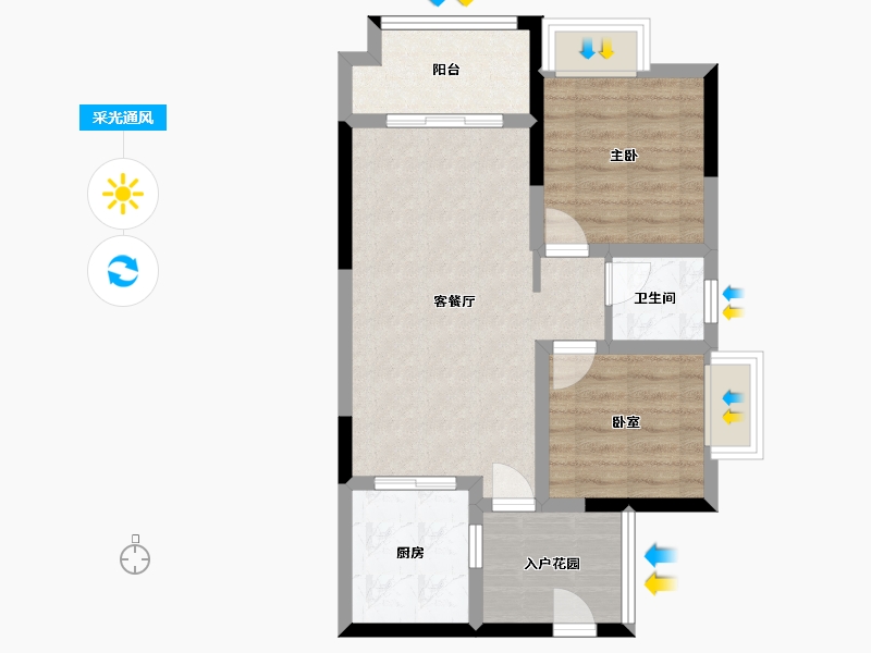 四川省-成都市-泰美蓝山小区-60.06-户型库-采光通风