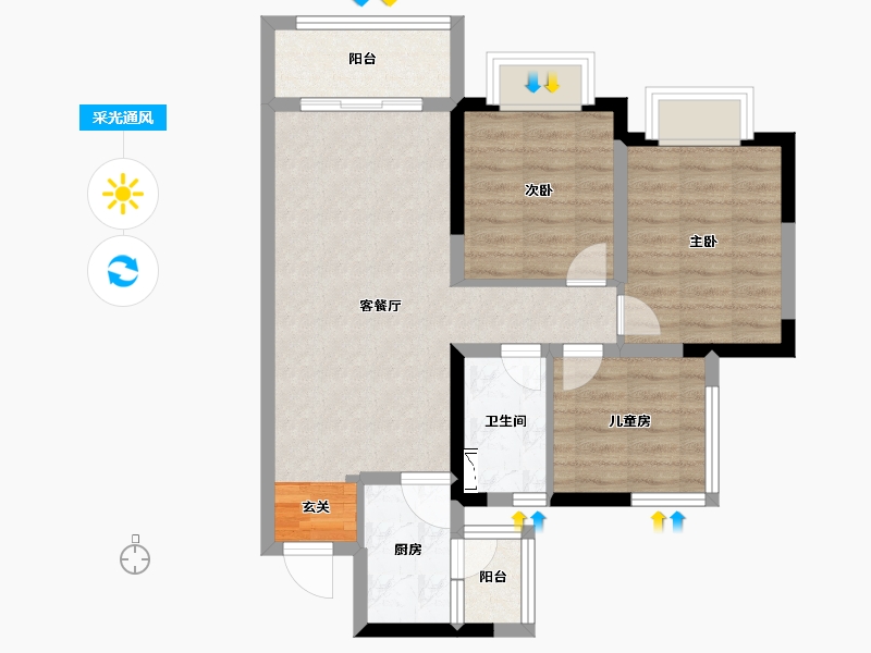 四川省-成都市-城投中南智在云辰-68.30-户型库-采光通风