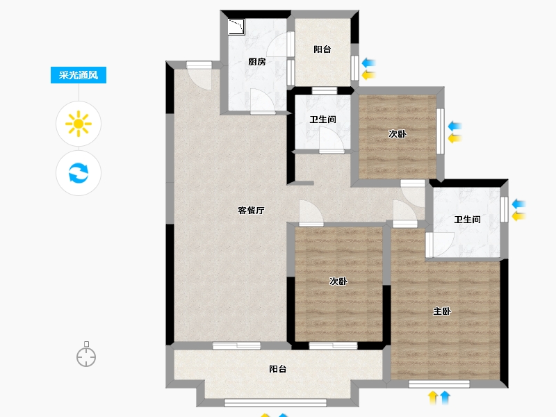 四川省-宜宾市-华润公园九里-92.29-户型库-采光通风