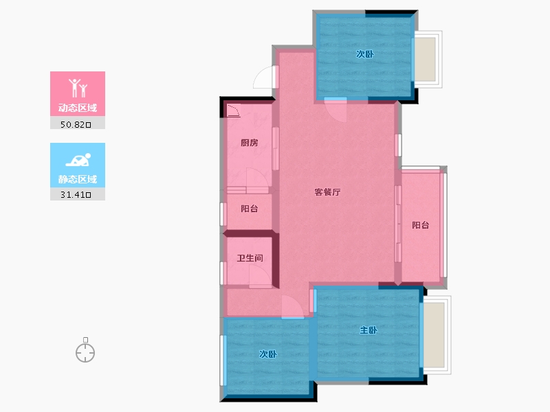 四川省-成都市-川发蓝光芙蓉天府-72.69-户型库-动静分区