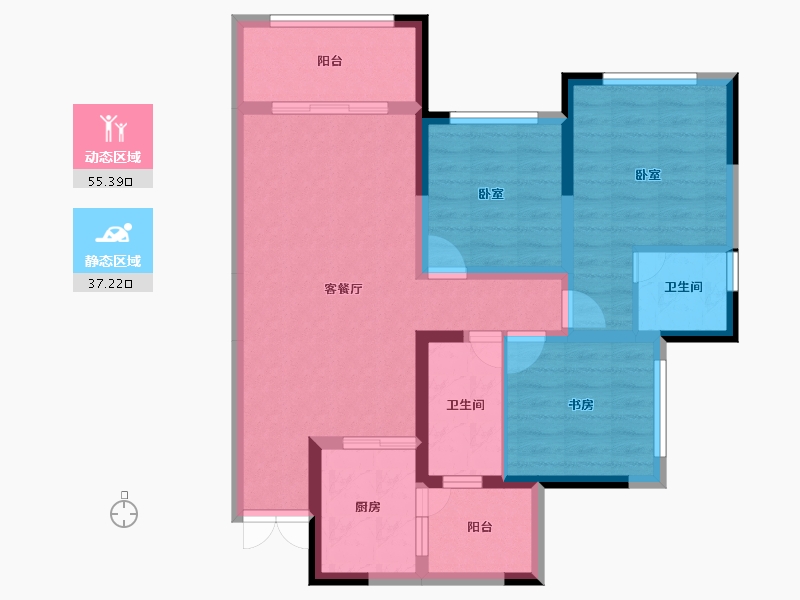 四川省-成都市-滨江翡翠城-81.75-户型库-动静分区