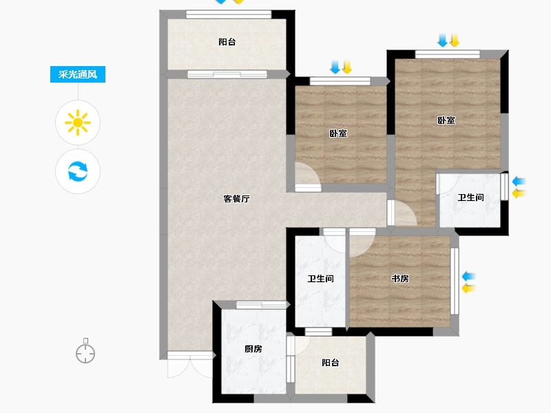 四川省-成都市-滨江翡翠城-81.75-户型库-采光通风