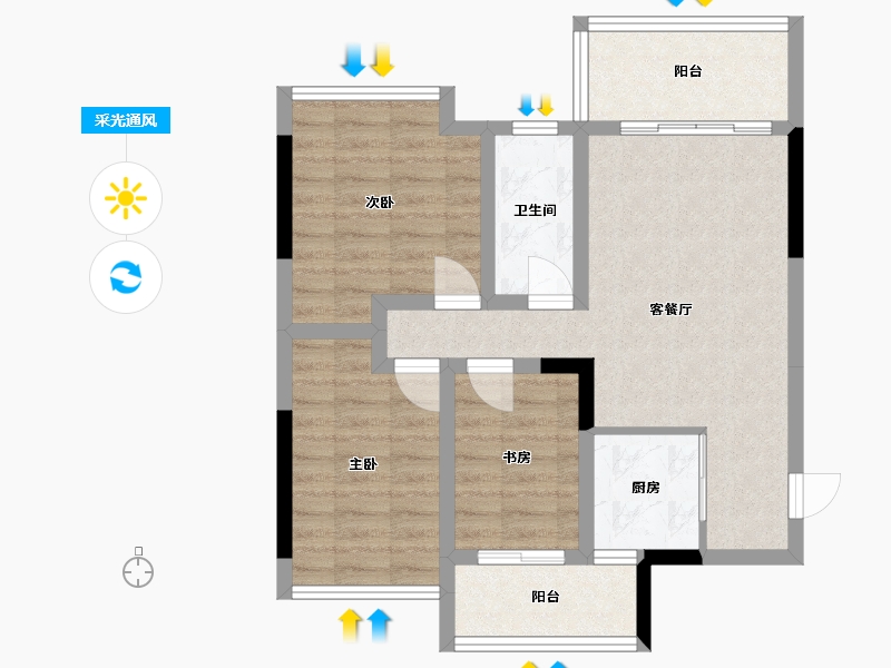 广西壮族自治区-桂林市-学府壹号-70.23-户型库-采光通风