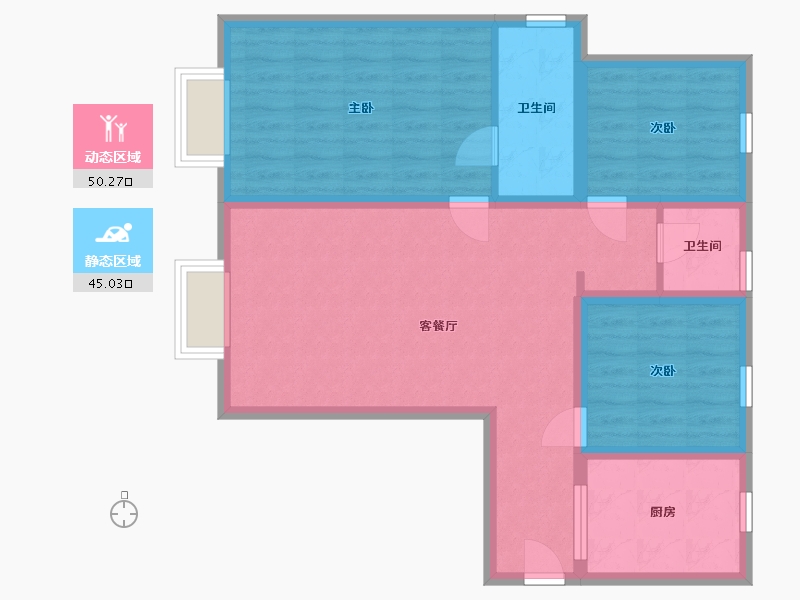 新疆维吾尔自治区-乌鲁木齐市-万科大都会-85.02-户型库-动静分区