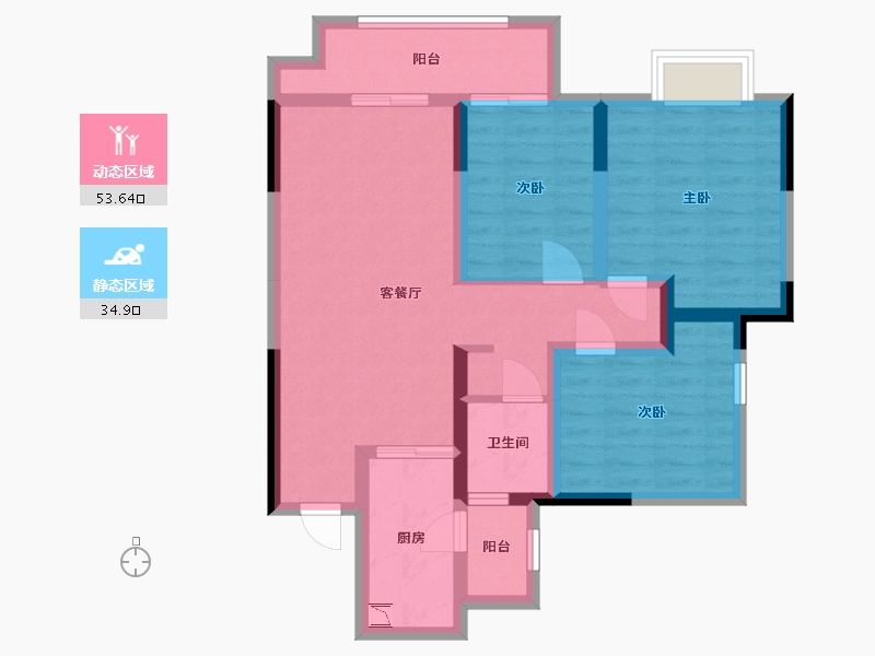 四川省-宜宾市-华润公园九里-77.62-户型库-动静分区