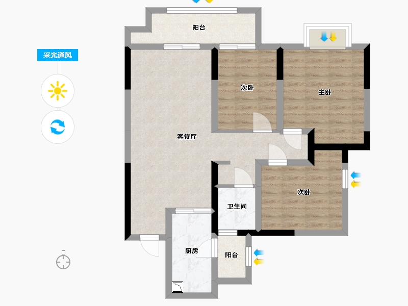 四川省-宜宾市-华润公园九里-77.62-户型库-采光通风