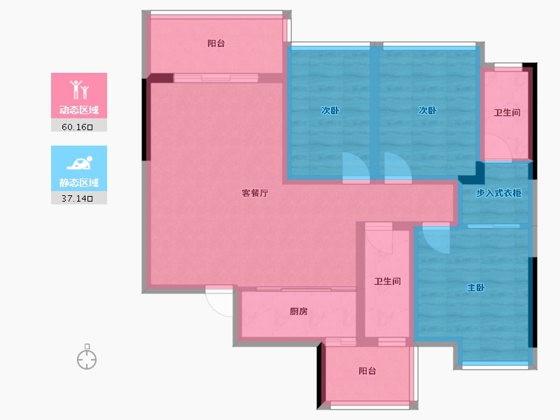 广西壮族自治区-桂林市-学府壹号-85.81-户型库-动静分区