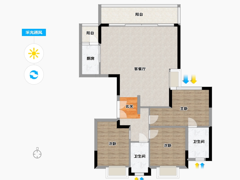 四川省-成都市-同森翠叠森林-109.81-户型库-采光通风