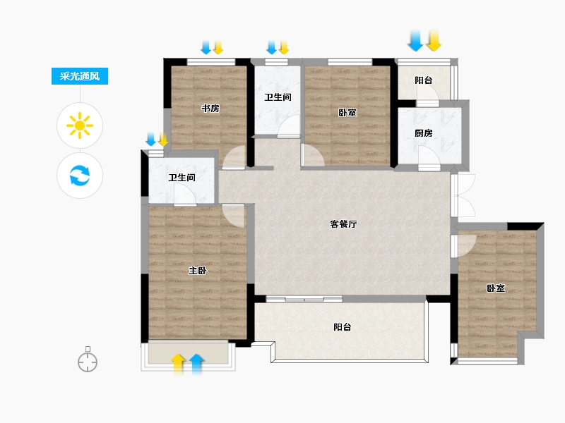 四川省-成都市-东原中业印江洲-108.16-户型库-采光通风