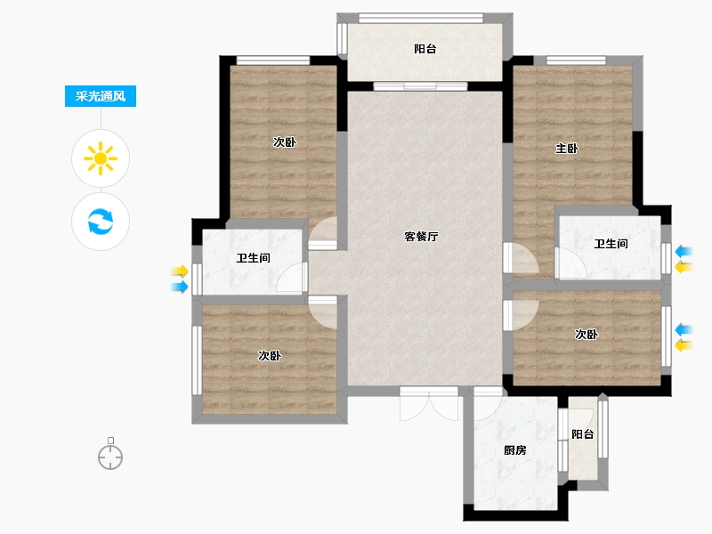 四川省-成都市-凤凰盛景-99.07-户型库-采光通风