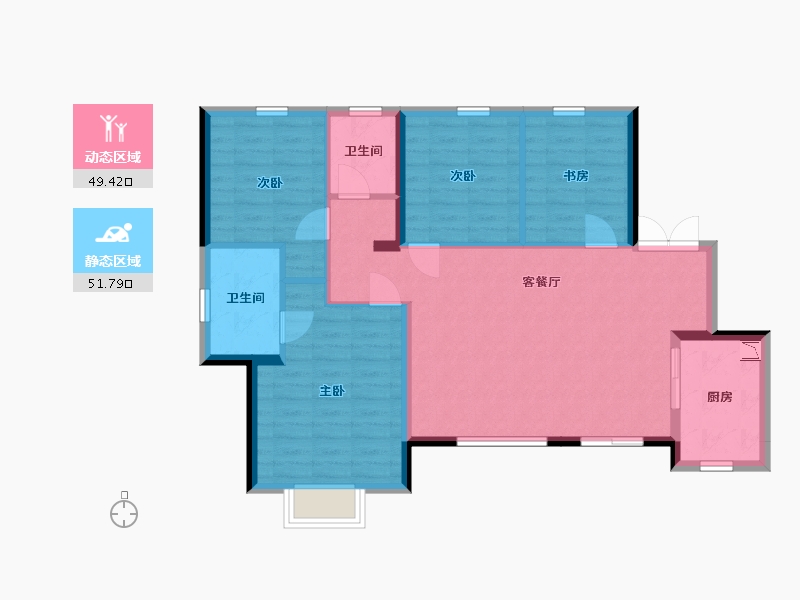 四川省-宜宾市-金科集美天宸-91.72-户型库-动静分区