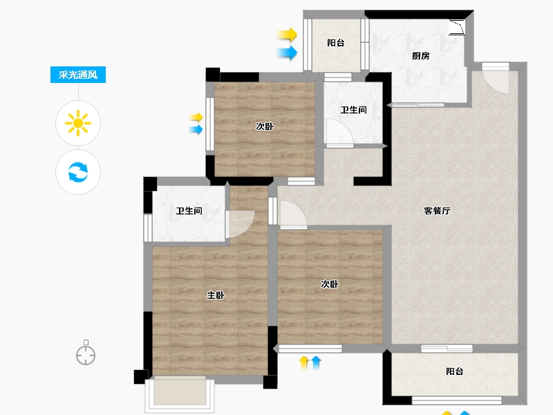 四川省-成都市-川发蓝光芙蓉天府-85.24-户型库-采光通风