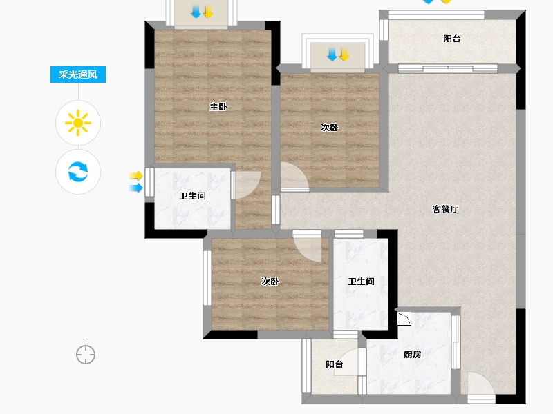 四川省-成都市-川发蓝光芙蓉天府-81.74-户型库-采光通风