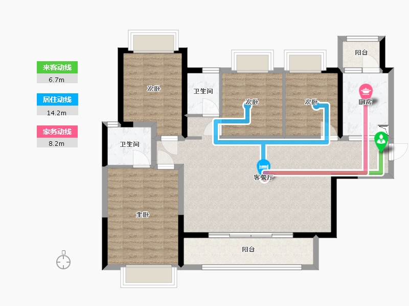 四川省-成都市-雅居乐锦尚雅宸-104.02-户型库-动静线