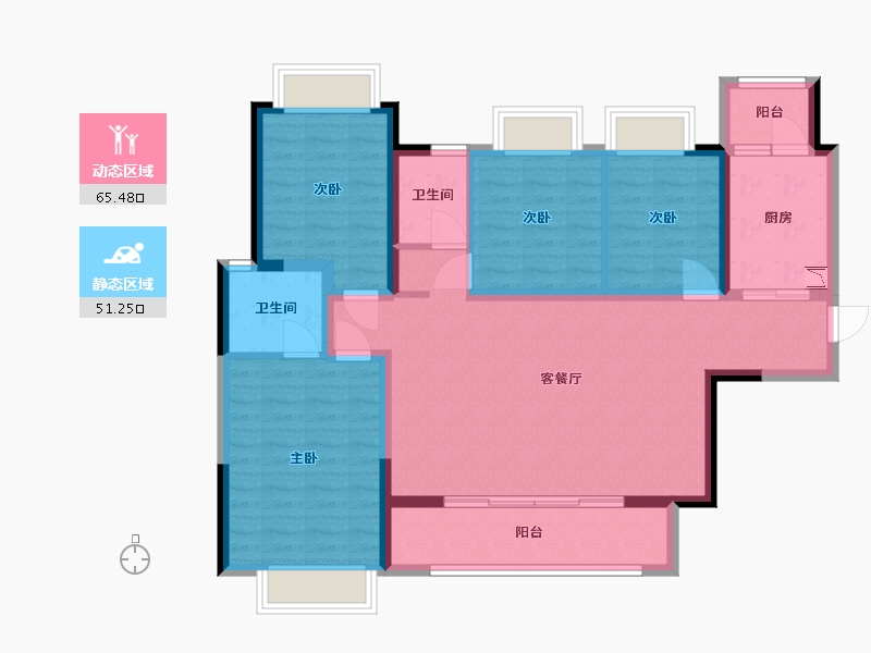 四川省-成都市-雅居乐锦尚雅宸-104.02-户型库-动静分区