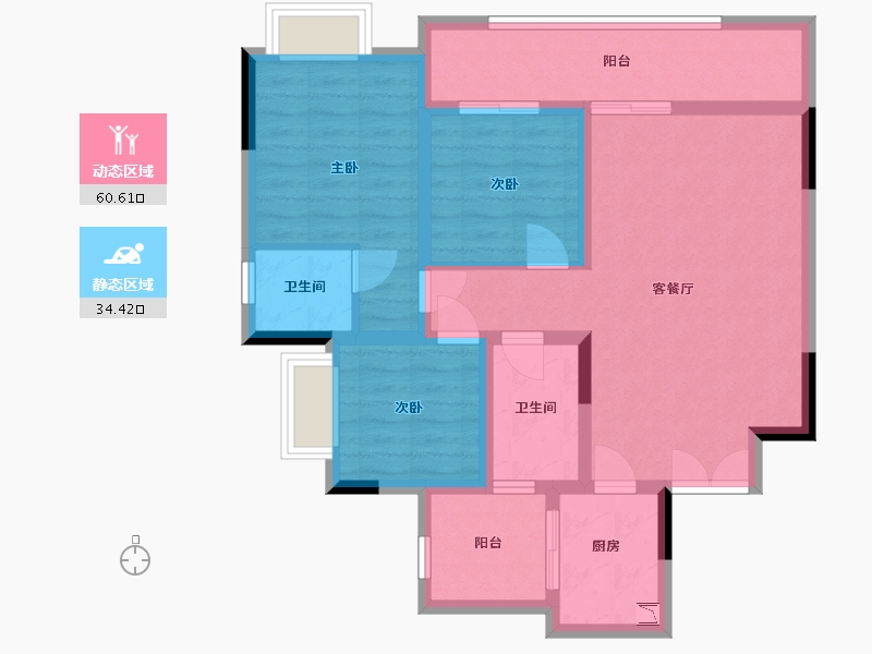 四川省-宜宾市-海成·高铁生态城（西区A组团）-83.86-户型库-动静分区