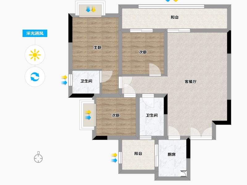 四川省-宜宾市-海成·高铁生态城（西区A组团）-83.86-户型库-采光通风