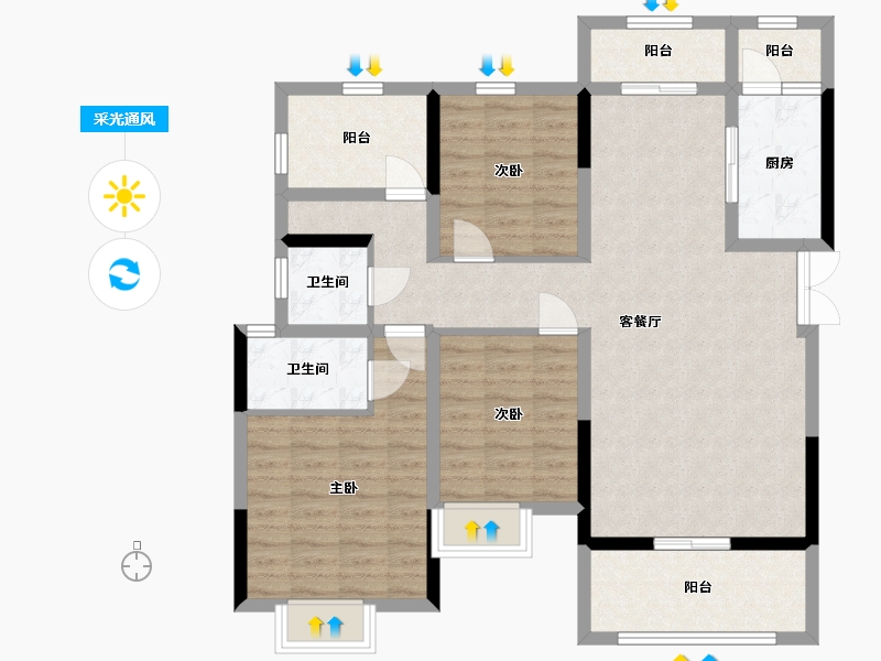 四川省-宜宾市-海成·高铁生态城（西区A组团）-102.11-户型库-采光通风