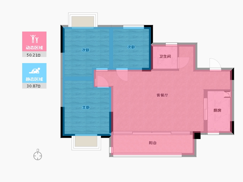 四川省-成都市-川发蓝光芙蓉天府-72.39-户型库-动静分区