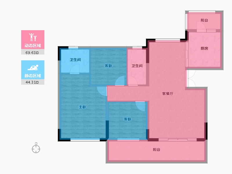 四川省-内江市-邦泰天誉-102.58-户型库-动静分区