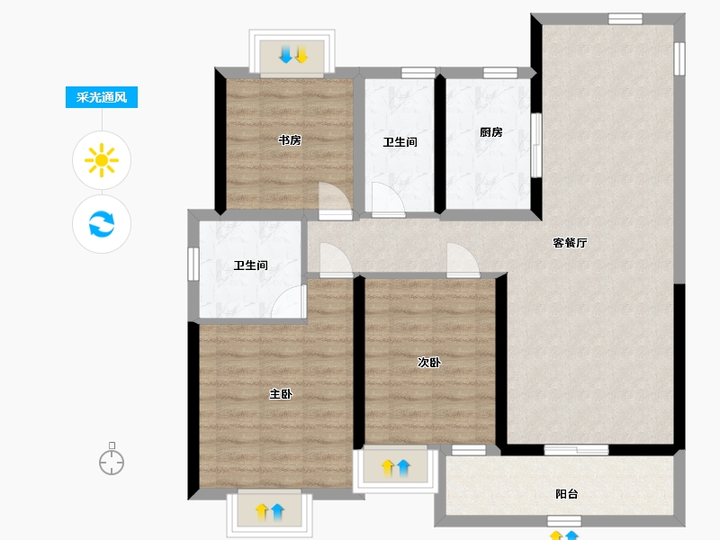 江苏省-南通市-江海都会-92.00-户型库-采光通风