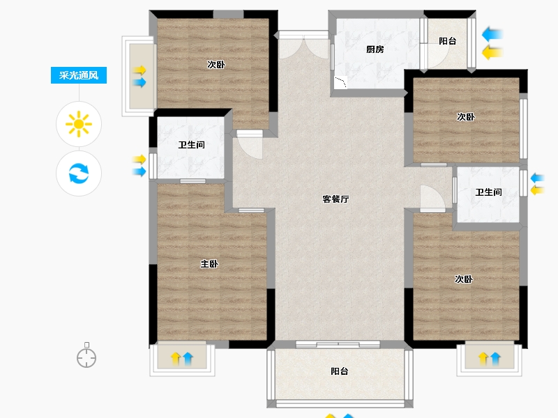 四川省-成都市-城投锦澜悦山-104.87-户型库-采光通风