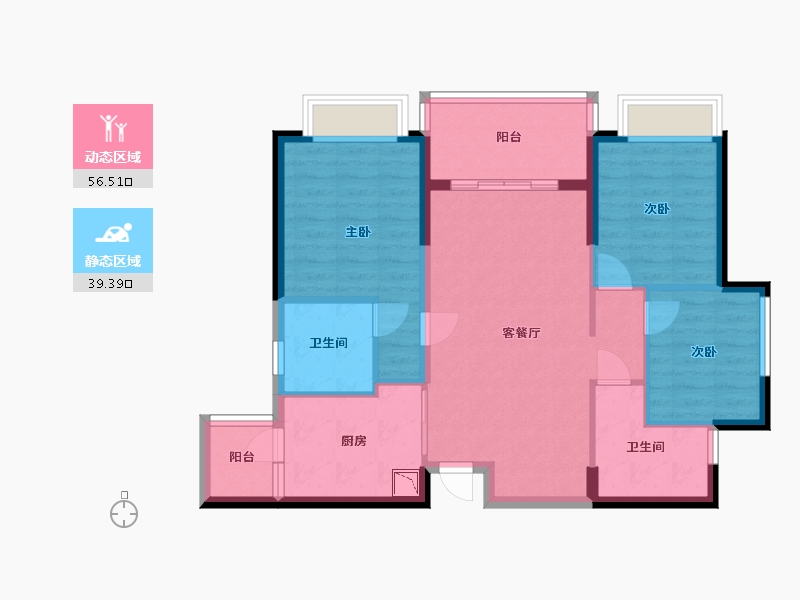 四川省-成都市-恒大金碧天下-85.74-户型库-动静分区