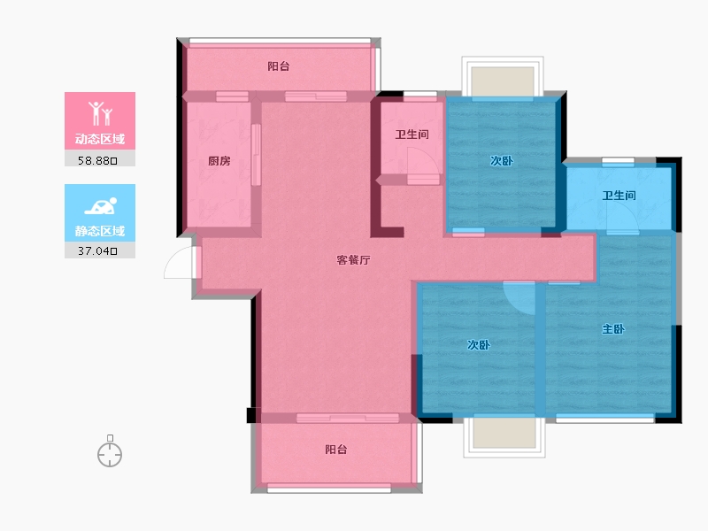 四川省-成都市-御景峰阁-84.47-户型库-动静分区