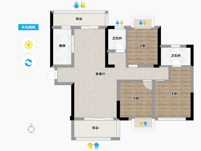 四川省-成都市-御景峰阁-84.47-户型库-采光通风