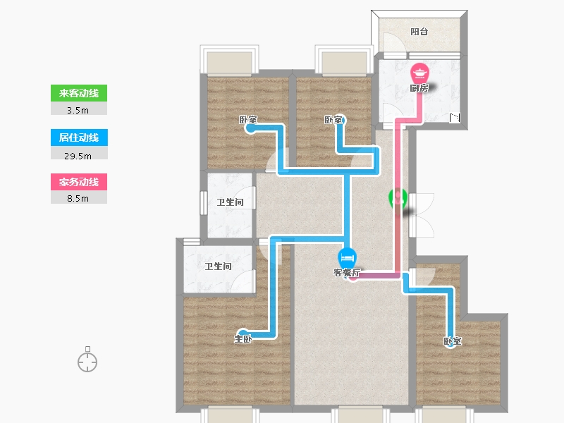 四川省-成都市-九龙仓时代小镇1号府邸-95.70-户型库-动静线