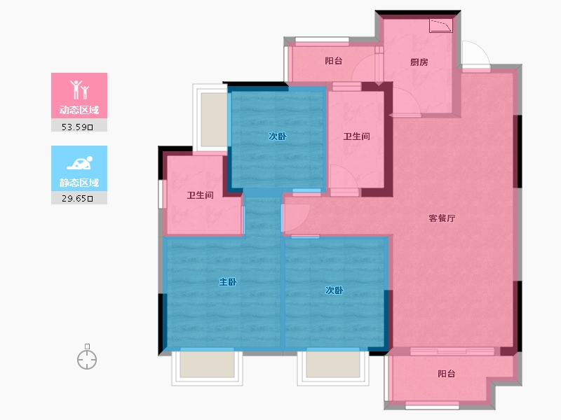 四川省-成都市-佳兆业金域都荟-73.25-户型库-动静分区