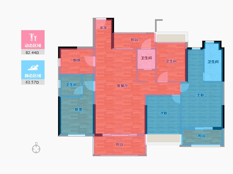 广西壮族自治区-柳州市-碧桂园十里江湾-132.11-户型库-动静分区