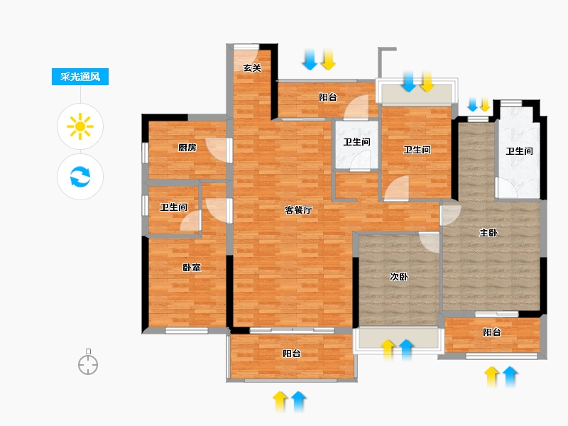 广西壮族自治区-柳州市-碧桂园十里江湾-132.11-户型库-采光通风